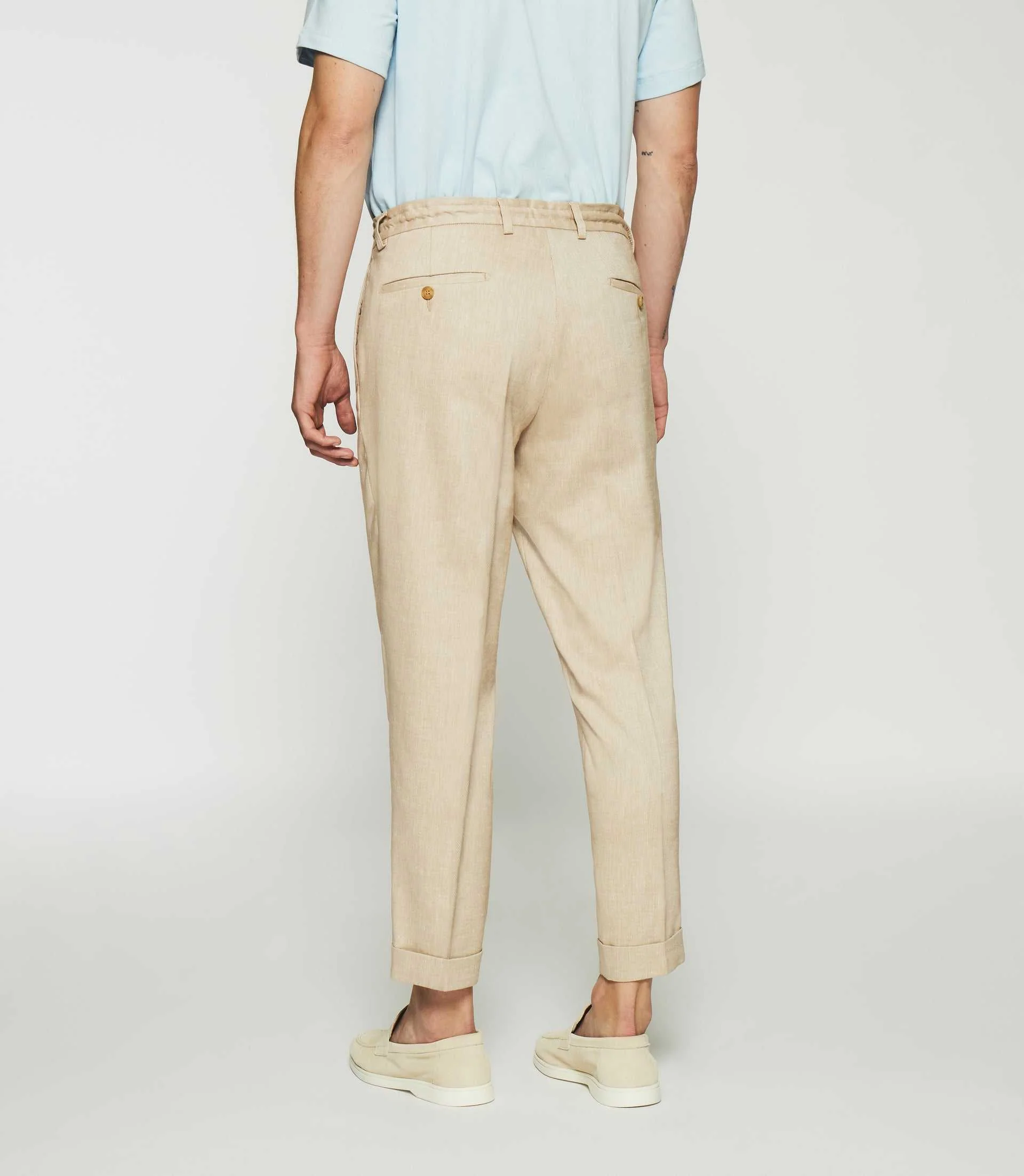 Pantalon ville en lin camel BALICIO – Image 4