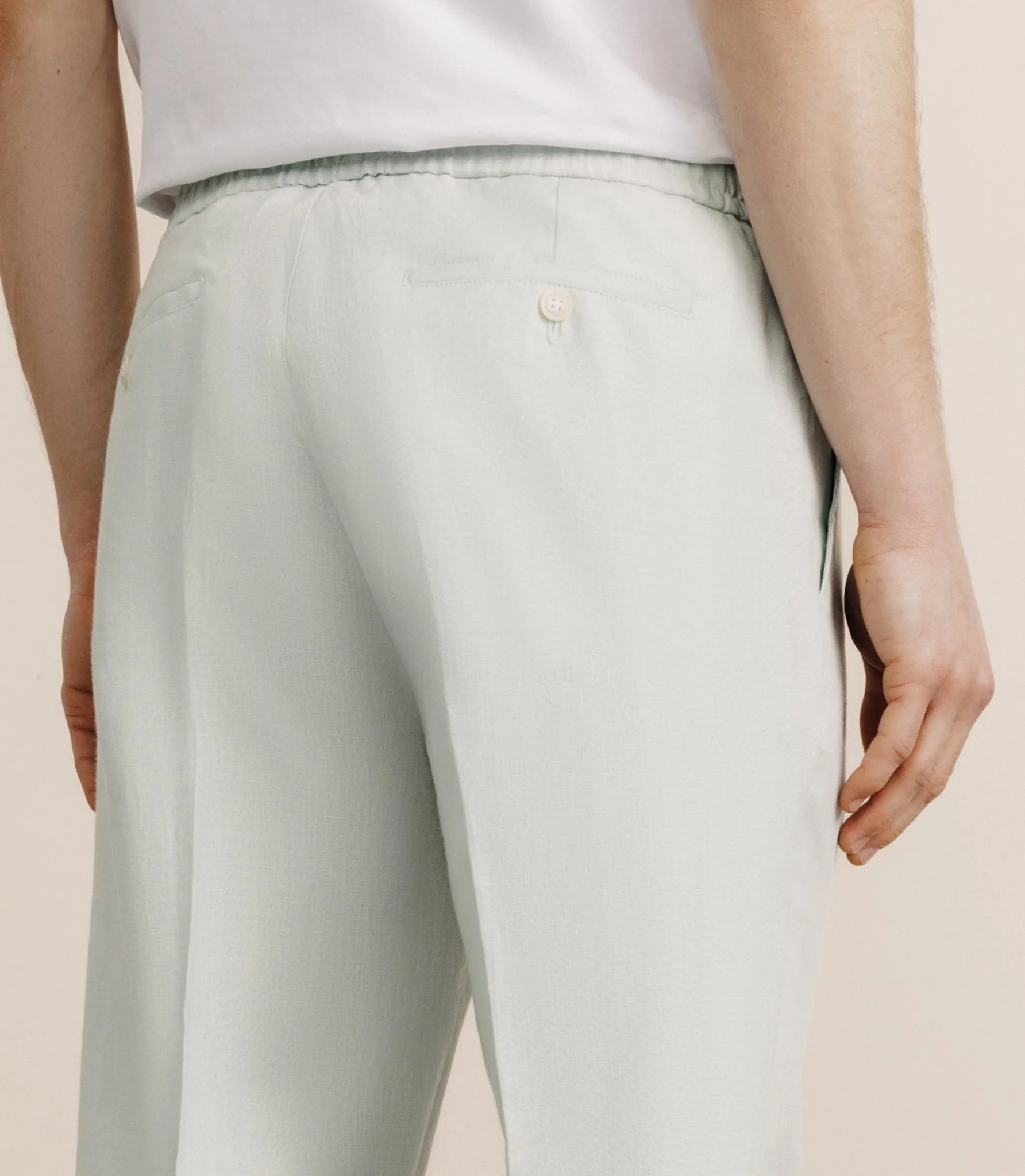 Pantalon ville 100% lin vert eau – Image 4