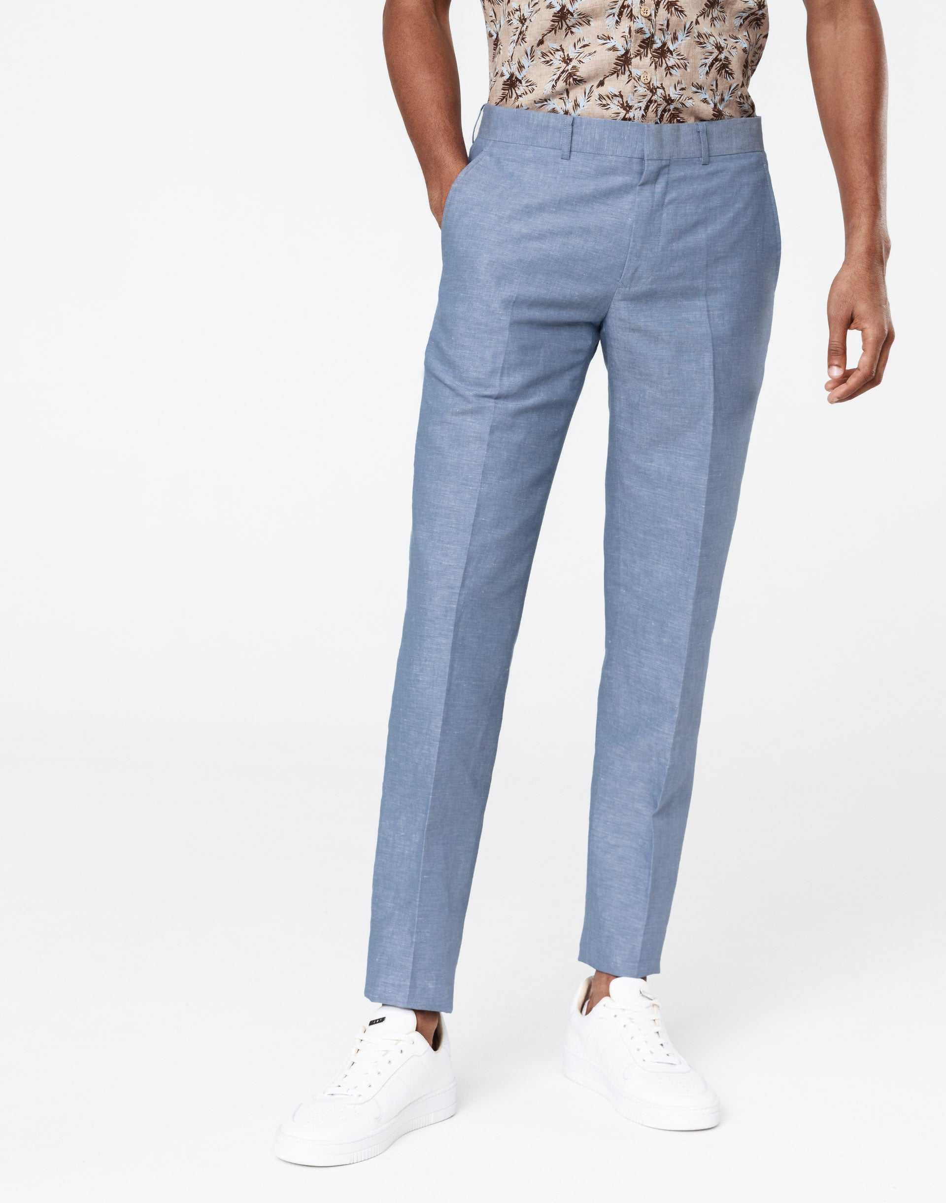 Pantalon lin et coton ciel "Tleny"